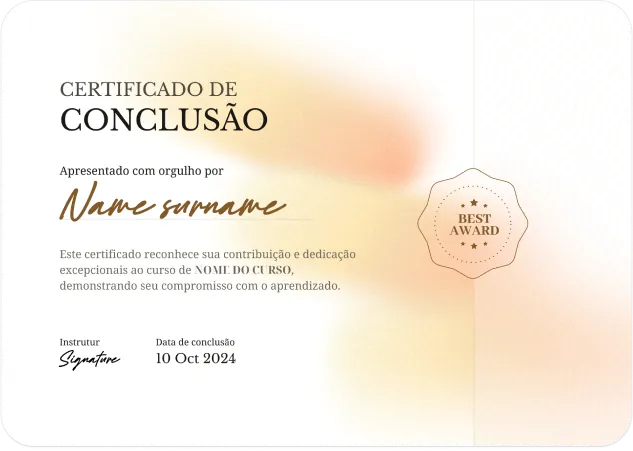 Exemplo de certificado de conclusão Tunni Smart