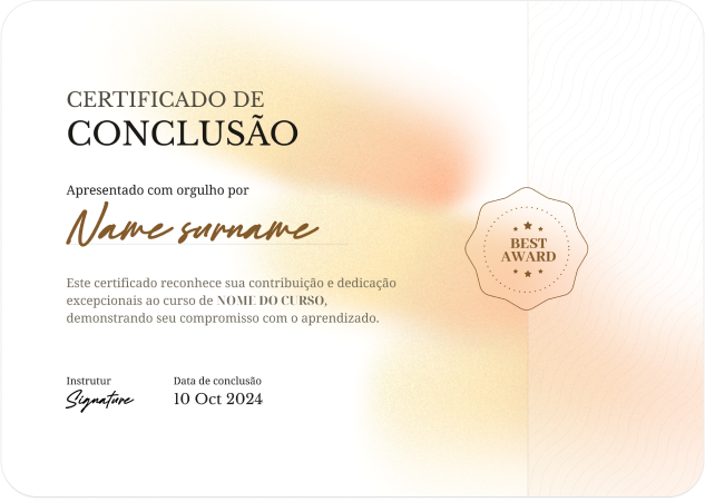 Exemplo de certificado de conclusão Tunni Smart