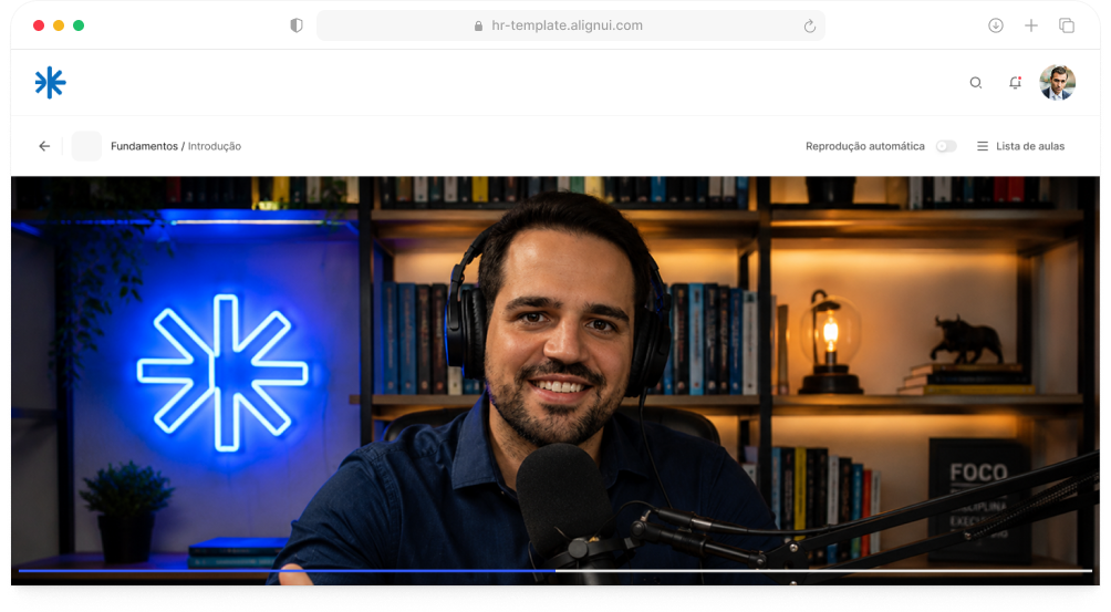 Prévia do dashboard do aluno no Tunni Smart